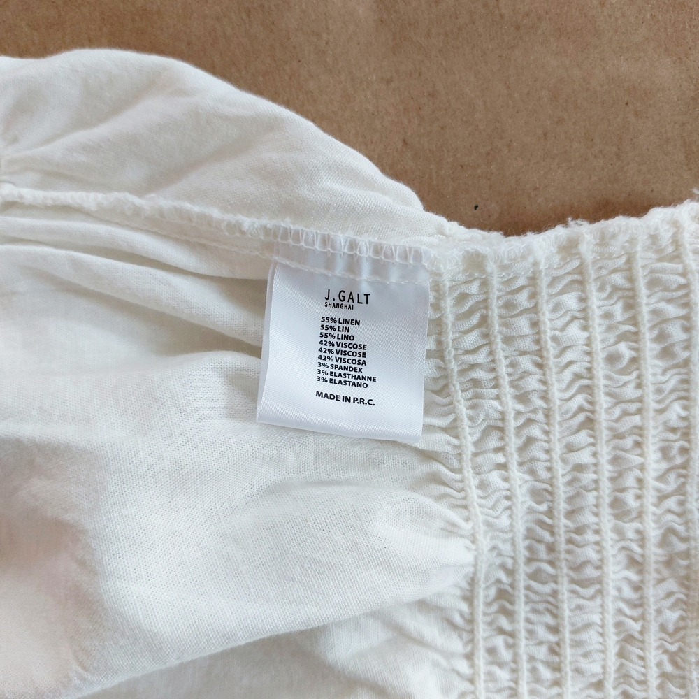 White Linen Ruffled Crop Top Blouse XS - Picture 3 of 8